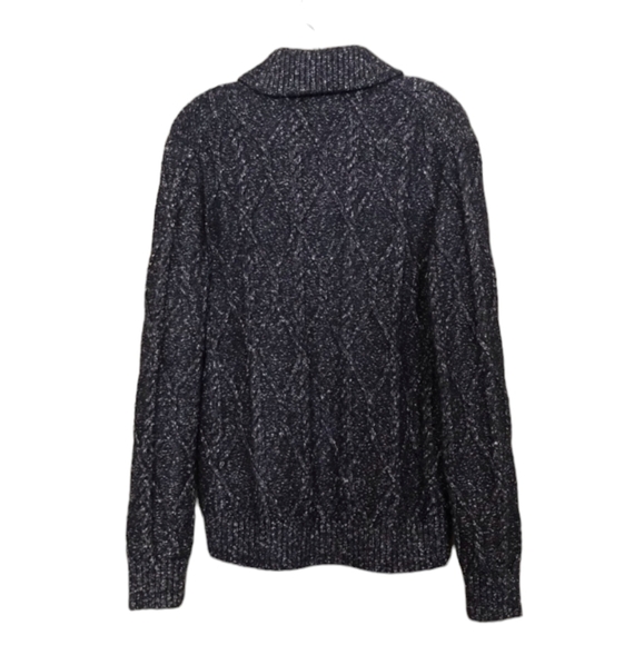 Banana Republic Mens Yak Hair Blend Cable Knit Sweater Blue Shawl Collar Sz M - Picture 2 of 8